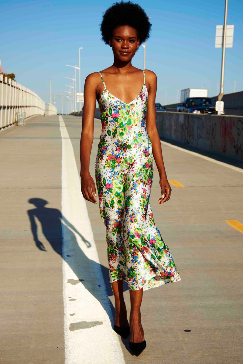FLORAL BIAS SLIP DRESS FLORAL BIAS SLIP DRESS